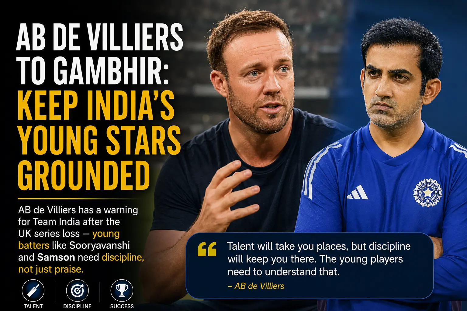 AB de Villiers to Gambhir: Keep India's Young Stars Grounded