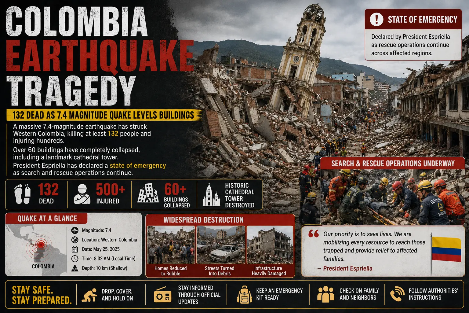 Colombia Earthquake Tragedy: 132 Dead as 7.4 Magnitude Quake Levels Buildings