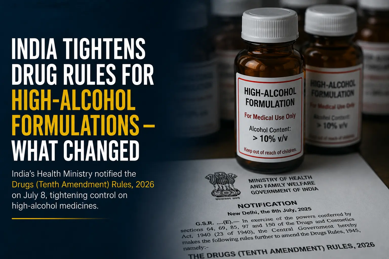 India Tightens Drug Rules for High-Alcohol Formulations — What Changed
