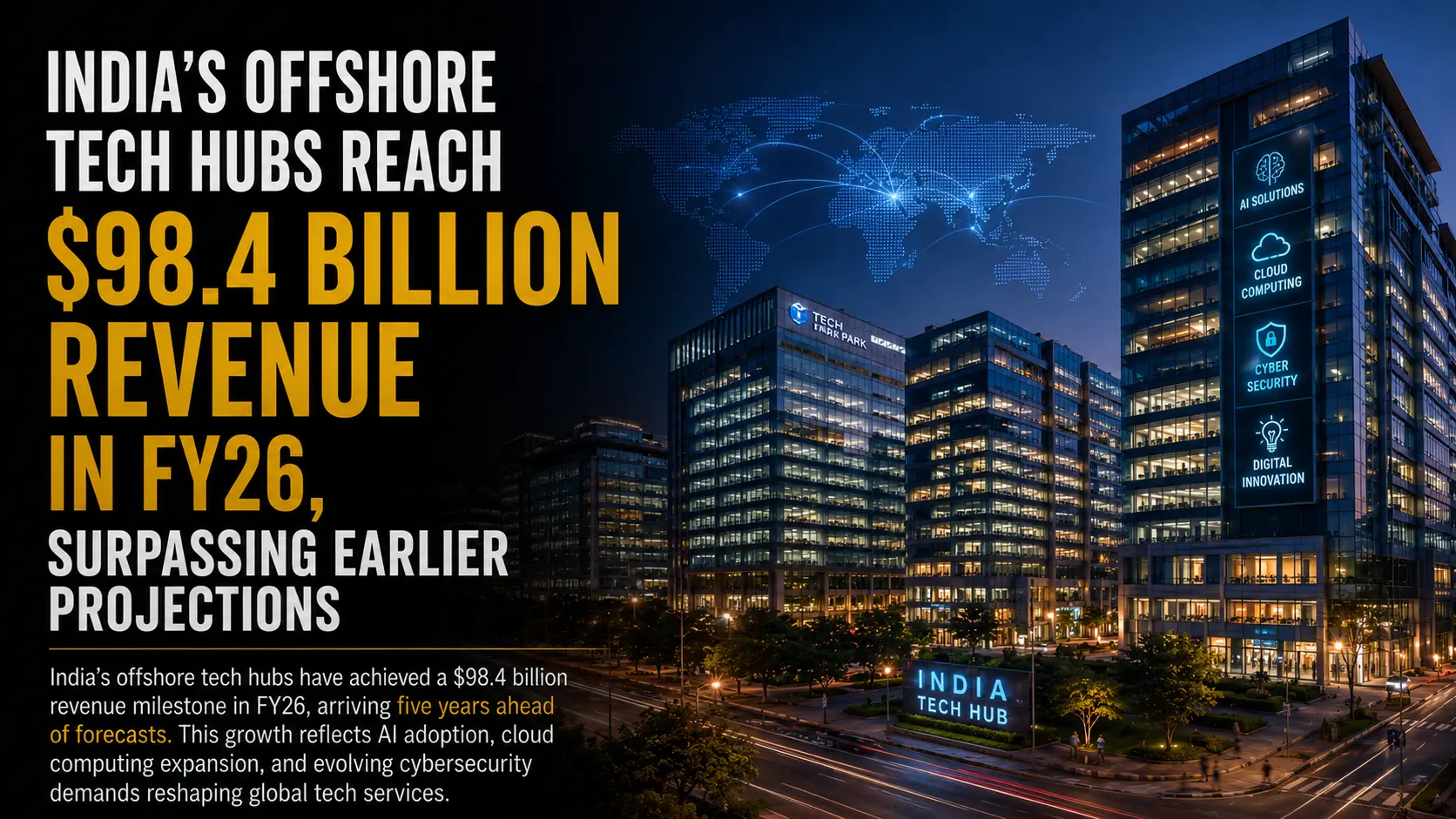 India's Offshore Tech Hubs Reach $98.4 Billion Revenue in FY26, Surpassing Earlier Projections