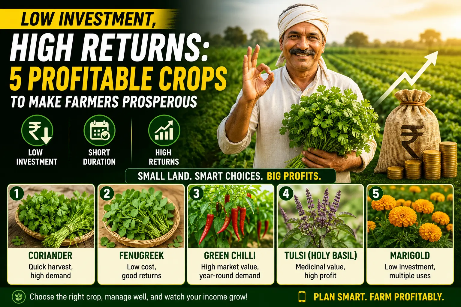 Low Investment, High Returns: 5 Profitable Crops to Make Farmers Prosperous