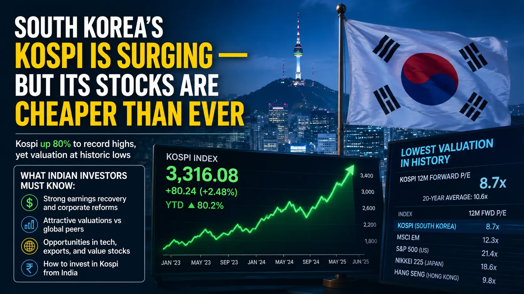 South Korea's Kospi Is Surging — But Stocks Are Cheapest in Years