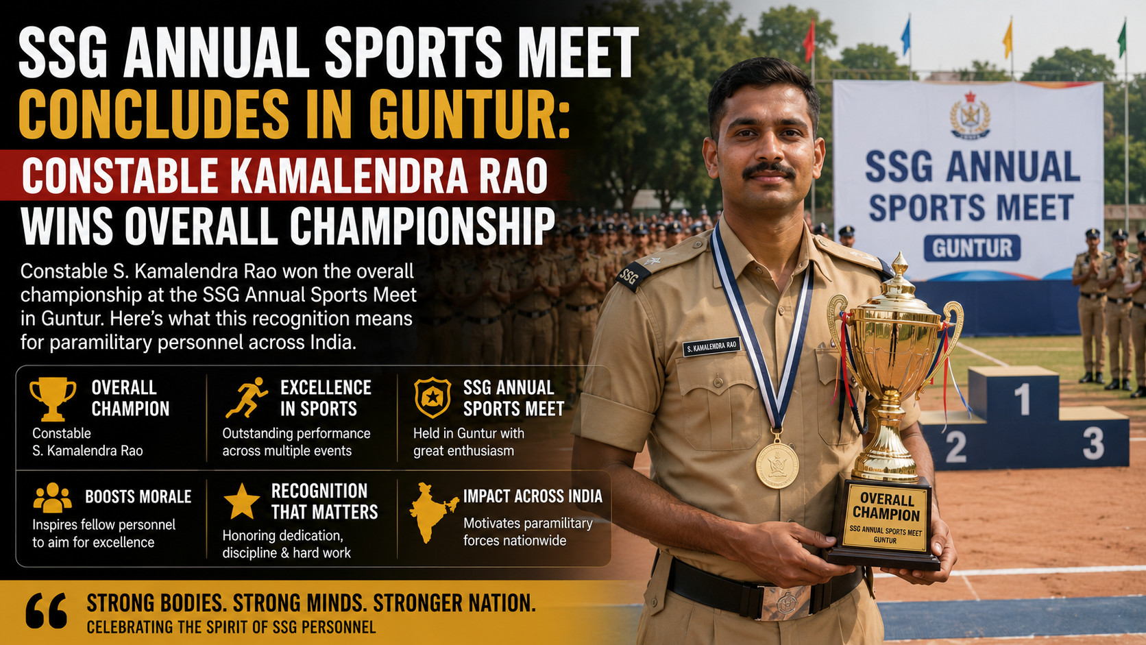 Constable S. Kamalendra Rao Wins SSG Annual Sports Meet Overall Championship in Guntur