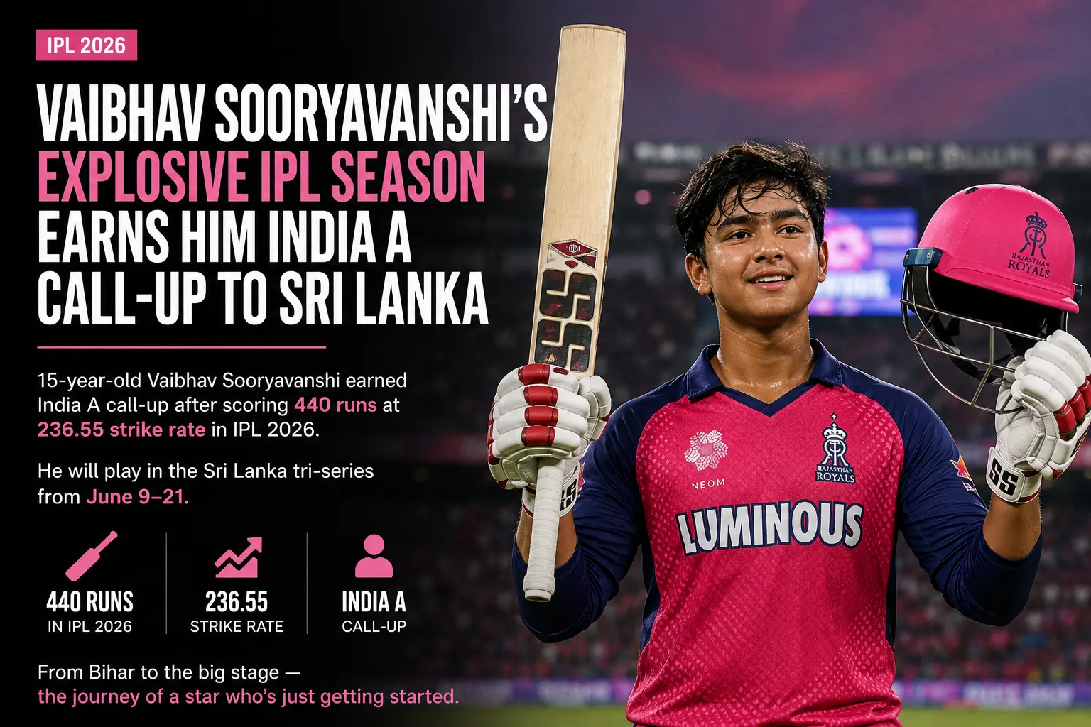 Vaibhav Sooryavanshi's Explosive IPL Season Earns Him India A Call-Up to Sri Lanka