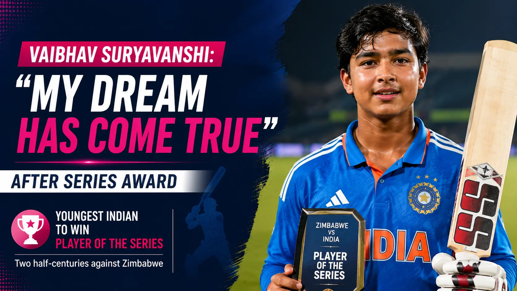Vaibhav Suryavanshi: "My Dream Has Come True" After Series Award