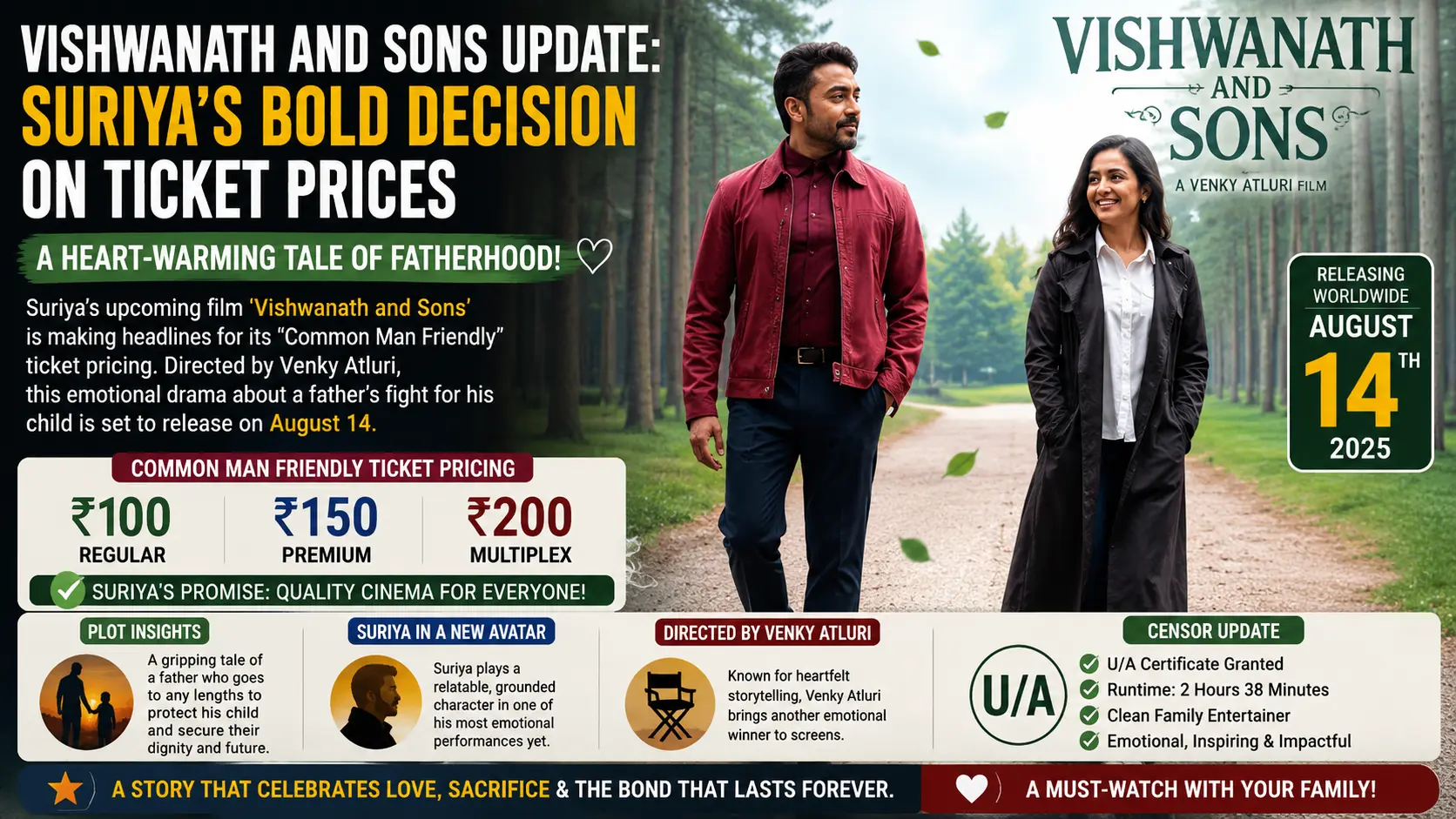 Vishwanath and Sons Update: Suriya’s Bold Decision on Ticket Prices; A Heart-Warming Tale of Fatherhood!